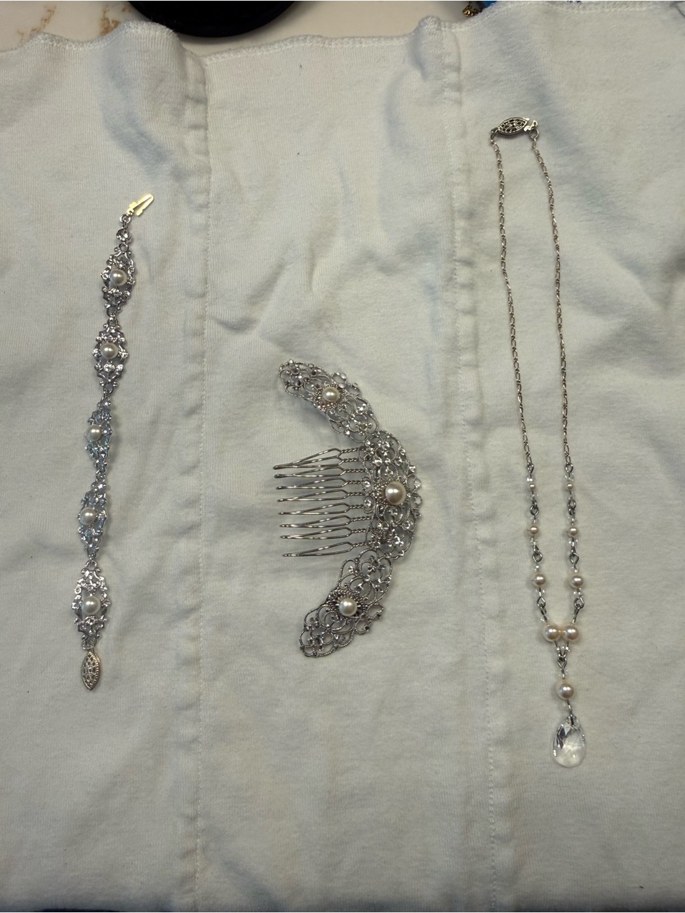 Thomas Knoell Bridal Wedding Jewelry Set – Necklace, Bracelet & Hair Comb